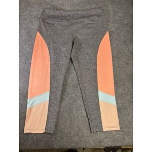 Women's Pro Player Capri Workout Leggings Size L Gray Colorblock Pants. A5